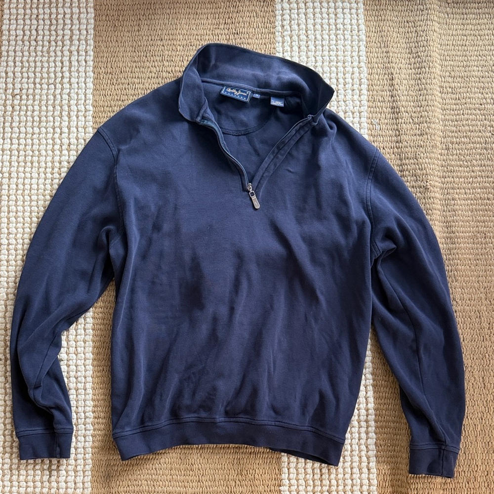 Navy Half-Zip Pullover Top